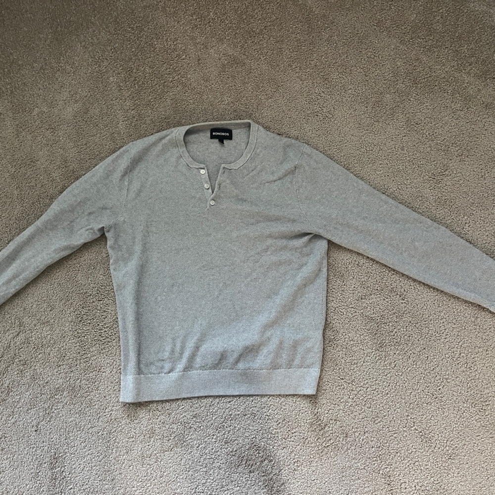 Bonobos Light Gray Henley Mens Top